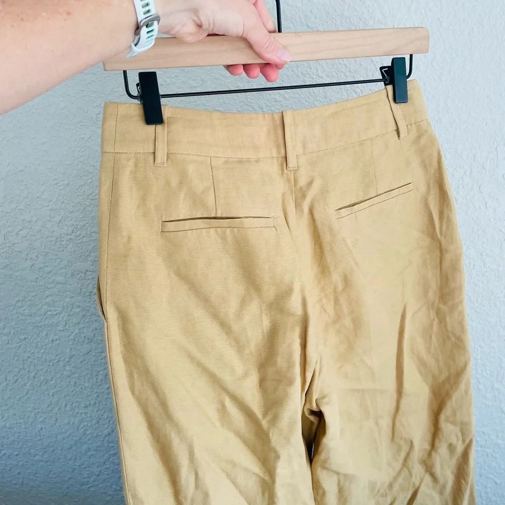 Wilfred Free Tan Khaki High Waisted Linen Blend Trousers